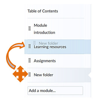 Moveable folders in the TOC